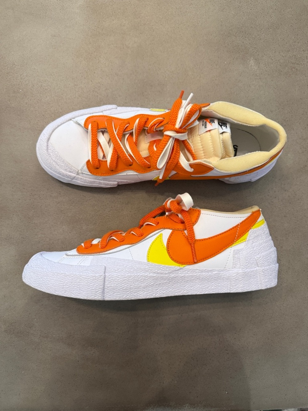 😎 Nike White Orange & Yellow Low-Top Sneakers